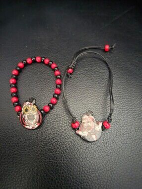 Terrifier Art the Clown Red & Black Beaded & Adjustable Cord Bracelet Set